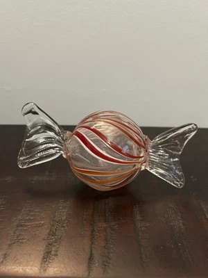 Vidrio artístico soplado rojo/blanco envuelto caramelo remolino decoración Foto 1 de 3