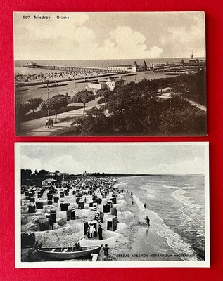 2 x AK MISDROY in Pommern um 1930 Seebrücke und Strandleben    ( 161500 - Bild 1 von 2