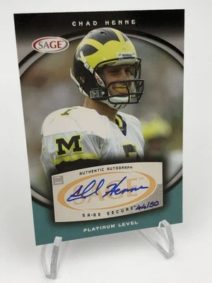 CHAD HENNE ROOKIE AUTO Card 2008 Sage RARE/50 Platinum CHIEFS DOLPHINS MICHIGAN - Image 1 of 4
