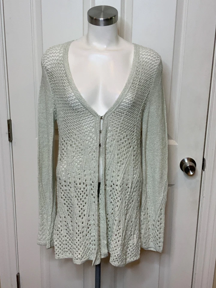 Cárdigan tejido suelto verde claro Anthropologie tejido y anudado talla S, ¡NUEVO CON ETIQUETAS! $98 Foto 1 de 4