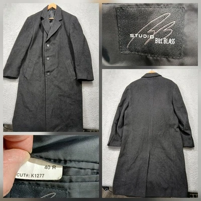 Bill Blass Studio Charcoal Wool Blend Overcoat Men's 40R Long Dress Coat - Image 1 of 4