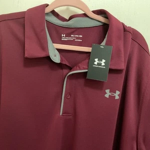 Herren Neu mit Etikett Under Armour 3XL burgunderrot grau Besatz lockeres Poloshirt Heat Gear - Bild 1 von 8