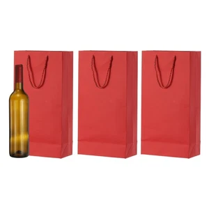 Bolsa de regalo de vino de 13,7" x 7" x 3,5", bolsa de regalo de bolsas de vino de botella doble de 3 piezas, roja - Imagen 1 de 7