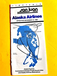 Horario de San Juan Airlines + Alaska Airlines 10 de noviembre de 1986 - Imagen 1 de 1
