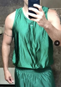 Nike Basketball Jersey Tank Top MEN'S LARGE Green Shiny Silky - Picture 1 of 3