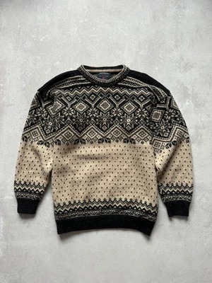 DEVOLD by Olmes Carretti Norway Pure New Wool Fisherman Fair Isle Sweater Size L - Image 1 of 4