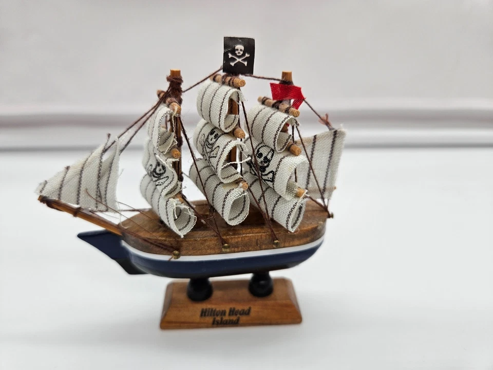 Pirate Ship Model Hilton Head Island Wooden Sailing Ship Display - Image 1 of 4