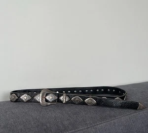 Vintage Navajo Indianer Azteken Metallic kultiger Amekaji amerikanisches Erbe Gürtel - Bild 1 von 15