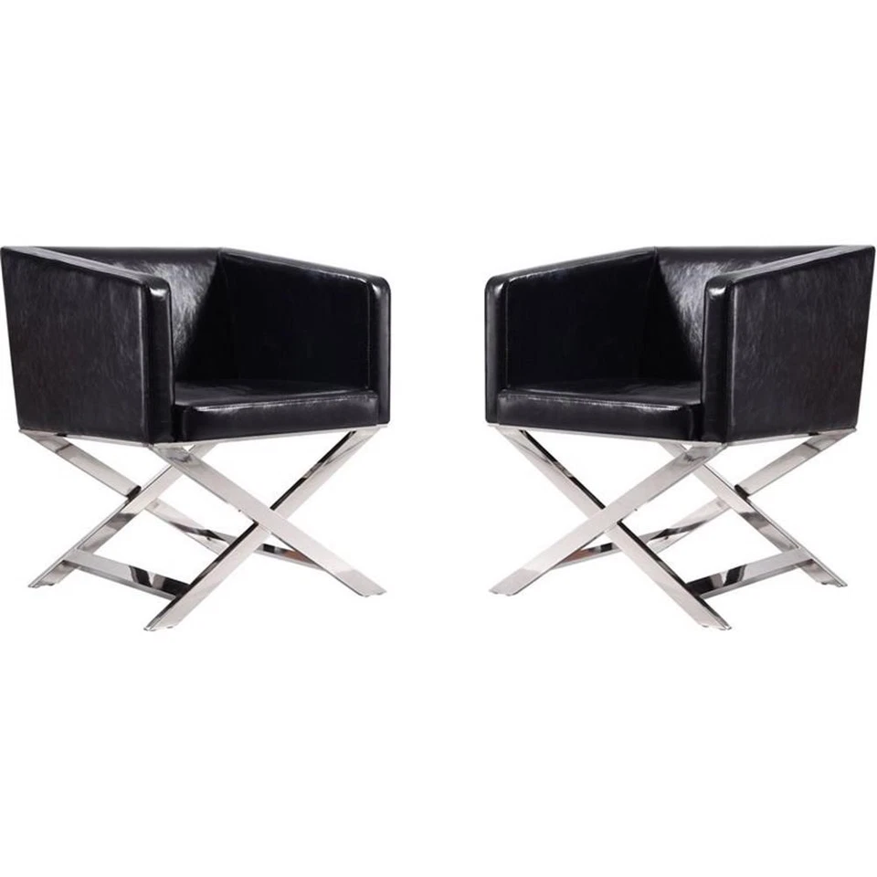 Manhattan Comfort Hollywood Set of 2 Lounge Accent Chair in Black 2-ac050-bk