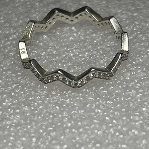 Authentic Pandora π Stackable Sparkling Zigzag Ring π Size 56 - S925 ALE - Picture 1 of 9