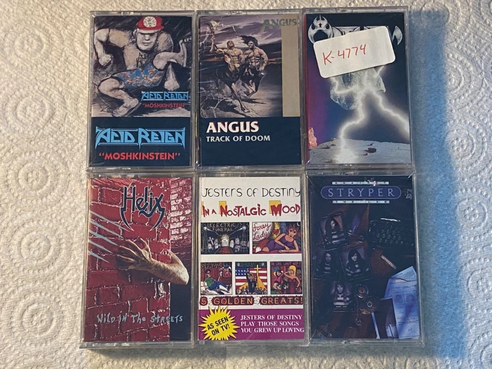 Heavy METAL SEALED 6X cassette LOT Acid Reign Angus Anthem Helix Stryper - Image 1 of 2