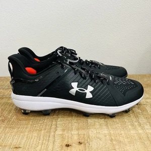 New UNDER ARMOUR Yard Low MT Baseball Cleats Black with White Men's Size 15 - Picture 1 of 12
