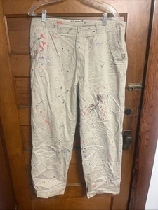VINTAGE Polo Ralph Lauren paint splatter artist preppy khaki chino pants 34 32 - Picture 1 of 3