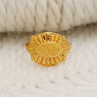 Anillo de oro amarillo de 22k, anillo de oro fino hecho a mano de 22K916 para unisex o mujer OOS1716 Foto 1 de 3