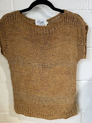 Vintage Kenar Tan Suede Knit Square Shirt Size Small One Of A Kind! - Image 1 of 4