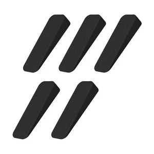 RUBBER DOOR STOP STOPS STOPPERS WEDGE WEDGES BLACK JAMMER 5PK FREE POST UK - Picture 1 of 12