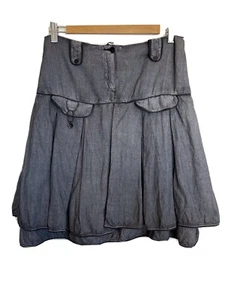 DKNY Size 14 Teen 14 Adult 6 8 XS Grey Cotton Box Pleat Skirt Designer Label - Picture 1 of 9