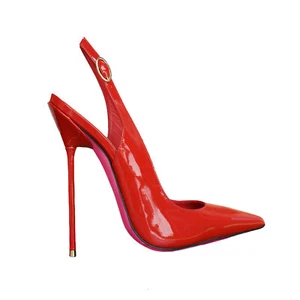 ZAPATOS DE SALÓN CQ COUTURE ITALIA PERSONALIZADOS STILETTO POINTY SLINGBACK CUERO ROJO 34-45 - Imagen 1 de 4