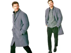 Cappotto corto di lana uomo grigio classico con inserto trapuntato rimovibile taglia XL - Foto 1 di 3