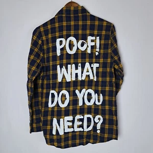 Disney x Cakeworthy Flannel Shirt Mens Small Aladdin Blue Yellow Plaid "Genie" - Picture 1 of 19