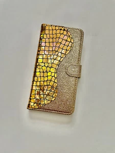 Card slot Wallet Case Bling Glitter Leather Cover for Samsung S21 Plus S21 Ultra - Picture 1 of 12