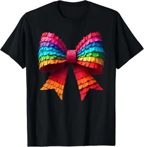 Mexican Pinata Bow Mexican Coquette Cinco De Mayo T-Shirt - Picture 1 of 5