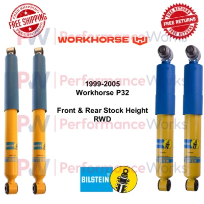 Juego de amortiguadores delanteros y traseros Bilstein B6 4600 elevación de 0" para Workhorse P32 1999-2005 tracción trasera Foto 1 de 4