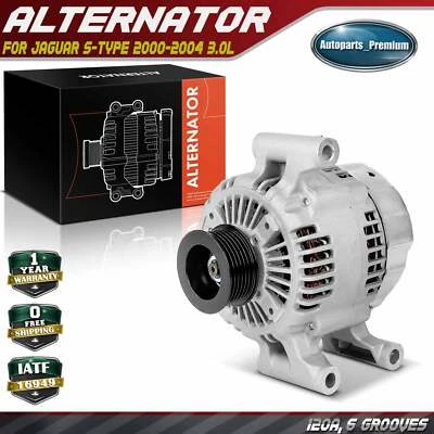 Alternator for Jaguar S-Type 2000-2004 3.0L 120 Amp 12 Volt CW 6-Groove Pulley - Image 1 of 4