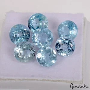 Gemas redondas de topacio azul natural calibradas de 6 mm certificadas de 7,70 quilates/7 piezas - Imagen 1 de 6