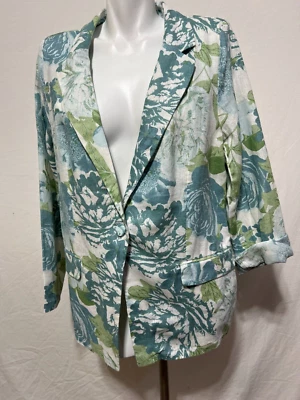 Joie женщин льняной Blazer куртка средний белый морской пены зеленый цветочный новый с Ярлыками - Изображение 1 из 4