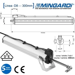 MINGARDI D8 300mm 230V MOTORE STELO CUPOLE FRANGISOLE FINESTRE LAMELLE SPORGERE.
