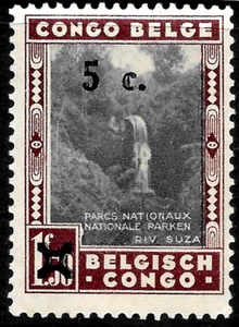 1942-43 BELGIAN CONGO Sc#205 MLH OG Sehr schön Suza River/Nationalparks. - Bild 1 von 2