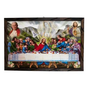 Mrcjsales - Last Supper, Pope, Virgen de Guadalupe & Saint Jude - Rustic Frame - Picture 1 of 8