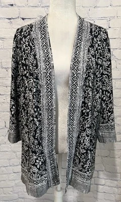 Isaac Mizrahi Mujer’s Chaqueta Cardigan Blanco y Negro Talla Grande Foto 1 de 4