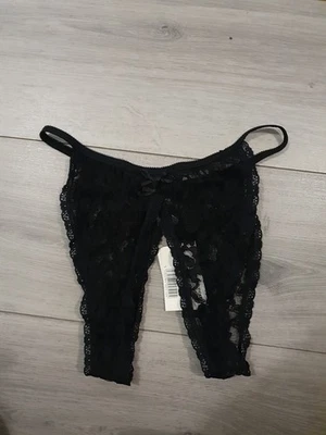BNWT Bragas Vintage Ann Summers Kizzy Negro Encaje Sin Entrepierna Talla 14-16 Foto 1 de 4