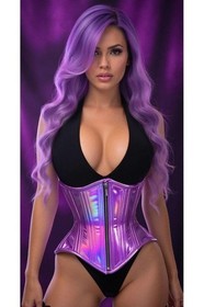 Daisy Top Drawer Lavender Holo Double Steel Boned Underbust Waist Cincher Corset