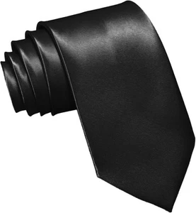 Men's Ties Classic Solid Satin Tie Pure Color 3.15" Mens Necktie, Black - Picture 1 of 7