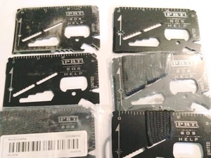 SOS HELP Bug Out / Pocket Survival / Camping Tools / Credit Card Tool  Lot Of 6 - Picture 1 of 3