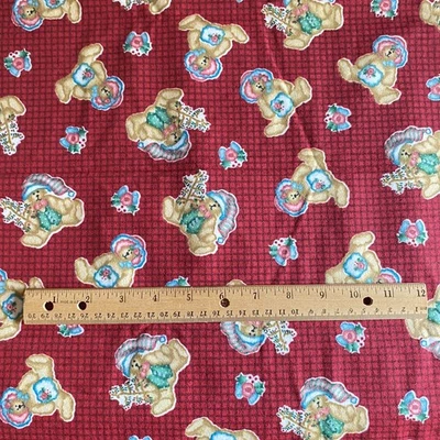 1.5 YD Daisy Kingdom Christmas Teddy Bear Flannel Fabric - Image 1 of 4