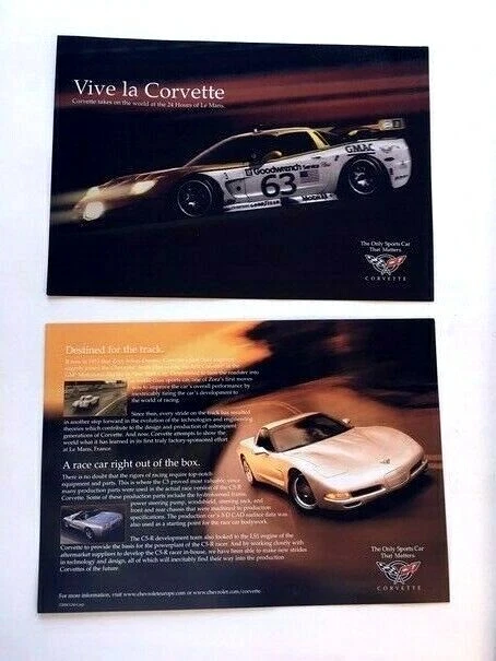 2000 Chevrolet Corvette LeMans Race Original 1-page Car Leaflet Card - Изображение 1 из 1