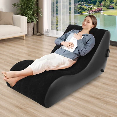 Sofá cama inflable moderno en forma de S sofá cama plegable sofá cama negro Foto 1 de 4