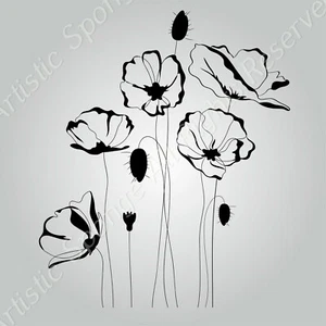 Poppies Remembrance Day Symbol Reusable Stencil A3 A4 A5 Shabby Chic / F3_2 - Picture 1 of 5