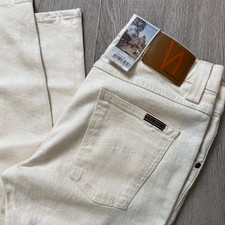 Nudie Jeans Lean Dean Soaked Cream Size 30 x 34 New with tags rare off White