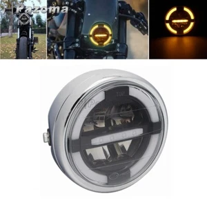 6.5"Motorcycle Chrome LED Headlight For Harley Sporster Touring Super Glide Dyna - Picture 1 of 12