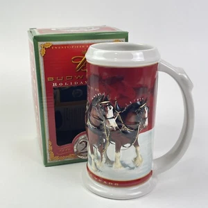 Budweiser 2004 Holiday Christmas Beer Stein 25th Anniversary Mug Stein - Picture 1 of 12