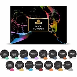 Mica Powder – Set of 14 (3 g/ 0.11 Oz), Mica Powder for soap,Candle,Epoxy Resin - Picture 1 of 10