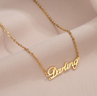 Titanium Unisex Punk Gold Love Word Darling Pendant Chain Necklace
