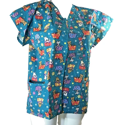 MHD Exfoliantes Talla Grande 14/16 Cachorros Perros y Monederos Manga Corta Verde Azulado Bolsillos Foto 1 de 4