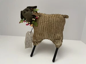 Volkskunst primitives Lamm Chenille Weihnachten Tee gebeizt Schafe hausgemachte Primeln - Bild 1 von 8