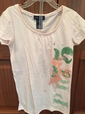 Ralph Lauren Girls Sz Small Pink Cotton T-shirt w/ splatter pattern - Image 1 of 4